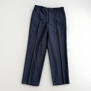 Bachrach Black Dress Pants Mens Wool Blend Flat Front Tailored Fit 34x30